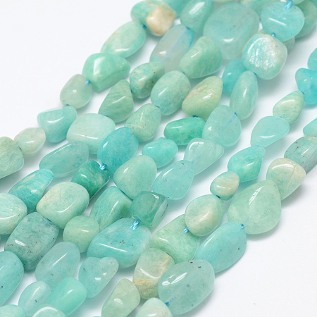 Honeyhandy Natural Amazonite Beads Strands, Nuggets, 6~8x4~6mm, Hole: 1mm, 15.3 inch(39cm)