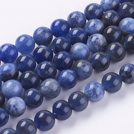 Honeyhandy Natural Sodalite Beads Strands, Round, 6mm, Hole: 1mm