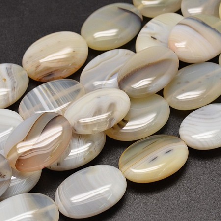 Honeyhandy Oval Natural Dendritic Agate Bead Strands, 25x18x8mm, Hole: 1.2mm, about 16pcs/strand, 14.9 inch