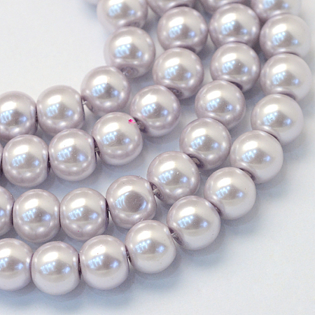 Baking Painted Pearlized Glass Pearl Round Bead Strands, Lavender, 10~11mm, Hole: 1.5mm; about 85pcs/strand, 31.4 inches1.5mm