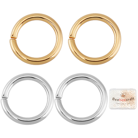 Beebeecraft 300Pcs 2 Colors Rack Plating Brass Jump Rings, Open Jump Rings, Long-Lasting Plated,Round Ring, Mixed Color, 5x0.7mm, 21 Gauge, Inner Diameter: 3.5~3.6mm, 150pcs/color