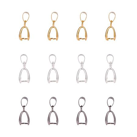 PandaHall Elite 60pcs 3 Colors Brass Pinch Bails Pinch Clip Bail Clasp Dangle Charm Bead Pendant Connector Findings for Pendants Necklace Jewelry DIY Craft Making