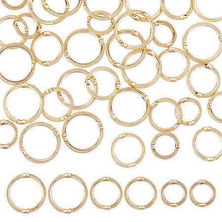 SUNNYCLUE 60Pcs 3 Style Brass Bead Frames, Long-Lasting Plated, Round Ring, Real 14K Gold Plated, 9~13x3mm, Hole: 1.4~1.6mm, 20pcs/style
