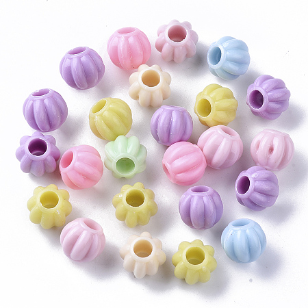 Arricraft Opaque Polystyrene(PS) Plastic European Beads, Large Hole Beads, Column, Mixed Color, 11.5x11mm, Hole: 6mm, about 500pc/500g