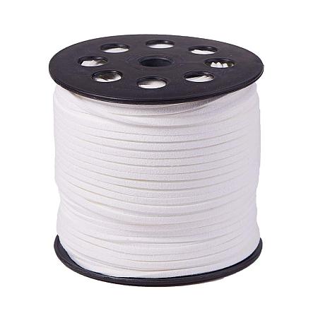ARRICRAFT 1 Roll (100 Yards, 300 Feet) Micro-Fiber Faux Leather Suede Cord String with Roll Spool, 2.7x1.4mm (White)