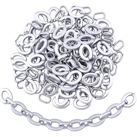 SUPERFINDINGS About 220pcs 2 Style Opaque Spray Painted Acrylic Linking Rings Oval Quick Link Connectors Silver Quick Link Connectors for Jewelry Eyeglass Chain DIY Craft Making