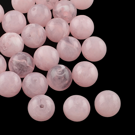 Honeyhandy Acrylic Imitation Gemstone Beads, Round, Pearl Pink, 10mm, Hole: 2mm, about 925pcs/500g