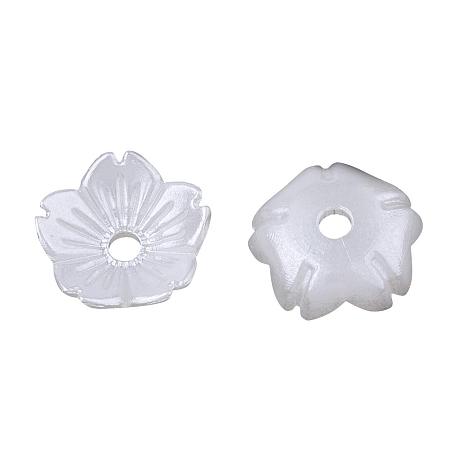 ARRICRAFT 5-Petal ABS Plastic Imitation Pearl Bead Caps, Flower, Ivory, 10x10x3mm, Hole: 1.6mm