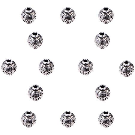 PandaHall Elite 200pcs Round Spacer Beads Tibetan Alloy Antique Silver Metal Spacers Charm Beads for Bracelet Necklace DIY Jewelry Making, 6mm, Hole: 1.5mm