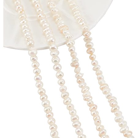 NBEADS 145 Pcs Grade A Natural Freshwater Pearl Beads, 2 Sizes Potato Shaped Polished Pearls, Natural Pearl Loose Beads for DIY Crafts Making Jewelry Bracelets Necklaces Earrings, White