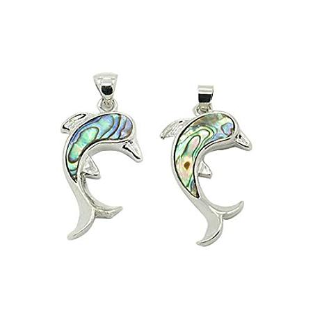 ArriCraft 1pcs Dolphin Abalone Shell Pendants with Platinum Brass Findings Seashell Charms for Jewelry Making and Crafting