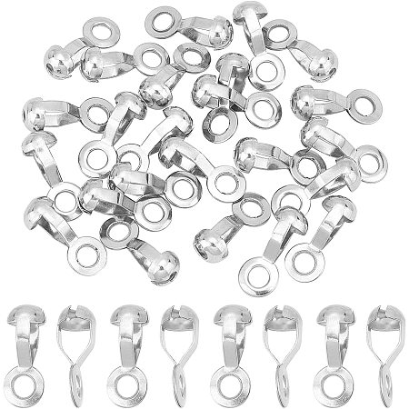 NBEADS 24 Pcs Ball Chain Pull Loop Connectors, 8mm Ball Chain Ceiling Fan Lamp Pull Loop Stainless 304 Steel Chain Connectors Jewelry Clasp Findings for Bracelets Necklace DIY Art Making