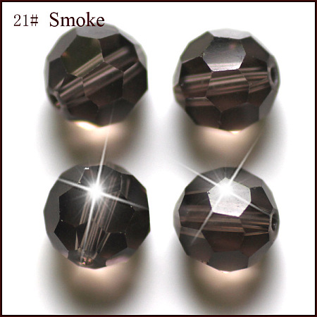 Honeyhandy Imitation Austrian Crystal Beads, Grade AAA, Faceted, Round, Dark Gray, 8mm, Hole: 0.9~1.4mm