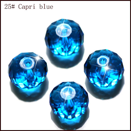 Honeyhandy Imitation Austrian Crystal Beads, Grade AAA, Faceted, Rondelle, Dodger Blue, 10x7mm, Hole: 0.9~1mm
