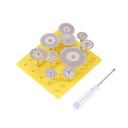 NBEADS 11Pcs Cut-Off Wheel Blades Dremel Rotary Tool, Assorted Size Diamond Double Side Cutting Discs with Small Cross Phillips Screwdriver for Dremel Rotary Tool Gemstones Glass Cutting Disks