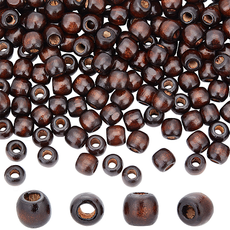OLYCRAFT Wood European Beads, Large Hole Bead, Dyed, Barrel, Coffee, 11.5x11mm, Hole: 5.2mm, 100pcs/bag