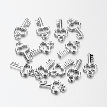 Honeyhandy CCB Plastic Skeleton Key Pendants, Platinum, 17x9.5x3mm, Hole: 2mm
