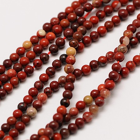 Honeyhandy Natural Red Rainbow Jasper Round Beads Strands, 2mm, Hole: 0.5mm, about 184pcs/strand, 16 inch