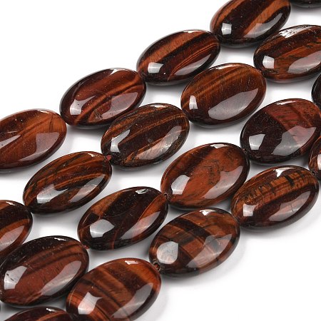 Arricraft Natural Red Tiger Eye Beads Strands, Oval, Dyed & Heated, 25x18x8mm, Hole: 1.5mm, about 16pcs/strand, 15.75 inch(40cm)