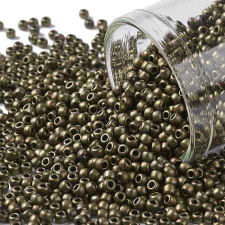 TOHO Round Seed Beads, Japanese Seed Beads, (225) Bronze Antique Gold, 11/0, 2.2mm, Hole: 0.8mm, about 1110pcs/10g