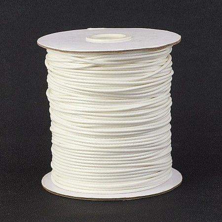 Honeyhandy Eco-Friendly Korean Waxed Polyester Cord, White, 1mm, about 185yards/roll(555 feet/roll)(169.16m/roll)