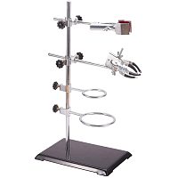 OLYCRAFT Laboratory Grade Stand Support Set, with Coated Base (8.3"x5.4"), Rod (Length 16") 2 Retort Rings (Dia. 2"/3"), One Flask Clamp, One Cork Lined Burette Clamp with Boss Head