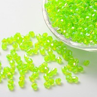 Honeyhandy Bicone AB Color Plated Eco-Friendly Transparent Acrylic Beads, Green Yellow, 4x4mm, Hole: 1mm, about 1660pcs/50g