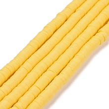 Honeyhandy Handmade Polymer Clay Beads Strands, for DIY Jewelry Crafts Supplies, Heishi Beads, Disc/Flat Round, Yellow, 6x0.5~1mm, Hole: 1.8mm, about 290~320pcs/strand, 15.75 inch~16.14 inch(40~41cm)