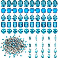 OLYCRAFT 270Pcs 8 Style Sew on Rhinestone Gradient Blue Rhinestones with Sewing Holes Flatback Acrylic Rhinestones Horse Eye Teardrop Oval Rhinestones for Clothes Jewelry Making DIY Crafts