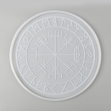 Honeyhandy Rune Stones Divination Mat Silicone Molds, for Astrology Board, Dice Tray Mold, Round Theosophical Plate, White, 253x11mm, Inner Diameter: 237mm