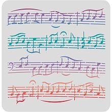 FINGERINSPIRE Music Stencils Template 11.8x11.8 inch Plastic Music Notes Drawing Painting Stencils Sheet Music Square Reusable Stencils for Painting on Wood, Floor, Wall and Tile