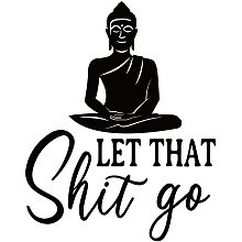 ARRICRAFT 1 Sheet Buddha Pattern Let That Sh t Go Wall Stickers Family Lettering Wall Decals Inspirational Saying Stickers for Living Room Bedroom Home Decoration, Black 18.89x14.17in