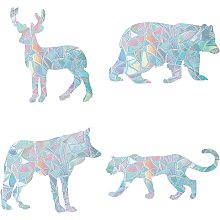 GORGECRAFT 16PCS Jungle Animal Window Clings Static Rainbow Glass Decal Bear Deer Wolf Leopard Anti-Collision Window Stickers Non Adhesive Prismatic Vinyl Decal for Windows Prevent Stop Birds Strikes