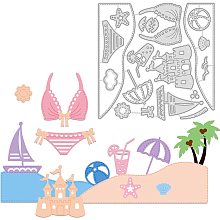 GLOBLELAND Beach Metal Cutting Dies Vacation Bikini Die Cuts for DIY Scrapbooking Festival Birthday Wedding Cards Making Album Envelope Decoration,Matte Platinum