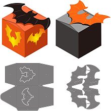 BENECREAT 2pcs 3D Box Die Cut Metal Paper Cutting Dies Stencils, 3D Bat Candy Gift Box Metal Embossing Stencils Template for Paper Card Making DIY Scrapbooking Album Craft Decor