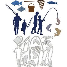 GLOBLELAND Fishing Cutting Dies Father and Son Family Fishing Metal Embossing Stencils Template for Card Scrapbooking DIY Craft