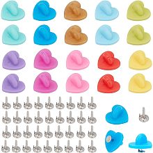 CHGCRAFT 150Pcs 10 Colors Plastic Heart Lapel Pin Backs Butterfly Clutch Pin Backings with 150Pcs Brass Tie Tacks Lapel Pin Brooch Findings Rubber Pin for Lapel Pins Jewelry Making and DIY Craft