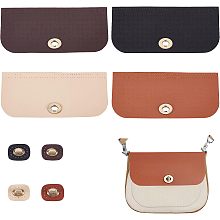 PandaHall Elite 4pcs Bag Flip Cover, 9 x 4 Inch PU Imitation Leather Bag Cover Sew on Faux Leather Tab Closure with Antique Bronze Alloy Buckle for DIY Handbag Purse Shoulder Bag Making, Earthtone