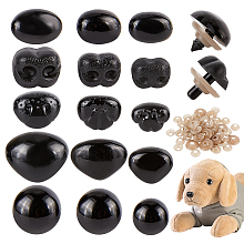 PandaHall Elite Plastic Safety Noses & Eyes, with 60Pcs Plastic Pads, For DIY Doll Toys Accessories, Mixed Color, 12mm