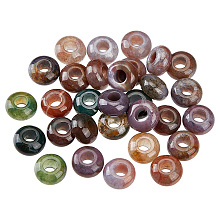 ARRICRAFT 30Pcs Natural Indian Agate Beads, Large Hole Beads, Rondelle, 14x8mm, Hole: 6mm