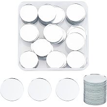 SUPERFINDINGS 120Pcs 24.5x1mm Small Circle Mirror Tiles White Mini Flat Round Glass Mirror for Arts Crafts Projects Traveling Framing Decoration