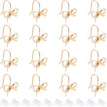 SUPERFINDINGS 24Pcs Bowknot Stud Earrings Brass Stud Earring Findings Golden Earring Findings with Loop with 40Pcs Plastic Ear Nuts for Dangle Earring Jewelry Making, Hole: 2mm