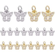 PandaHall Elite 18K Gold Plated Butterfly Pendants 20pcs Cubic Zirconia Charms Animal Pendants Gold and Silver Rhinestone Charms Dangle Pendants for Jewelry Making Bracelet Choker Necklace Earring