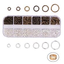 PandaHall Elite 1660 pcs 2 Colors 4/5/6/7/8/10mm Brass Open Jump Rings 18 Gauge Jewelry Connectors O Ring for Earring Bracelet Jewelry Making, Antique Bronze/Silver