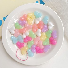 Honeyhandy Opaque Acrylic Beads, Imitation Jelly, Heart, Mixed Color, 23x18mm, 240pcs/500g