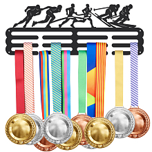 SUPERDANT Speed Skating & Running & SkiingTheme Iron Medal Hanger Holder Display Wall Rack, with Screws, Sports Themed Pattern, 150x400mm