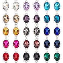 CHGCRAFT 30Pcs 15 Colors Mixed Drop Pendants Alloy Links Charms Bulk with Double Hole for DIY Necklace Bracelet Jewelry Making