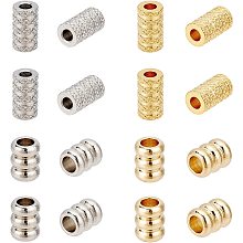 DICOSMETIC 40Pcs 2 Style 2 Colors Stainless Steel Grooved Column Loose Beads Spacer Loose European Beads Large Hole Beads for DIY Bracelet Necklace Jewelry Making