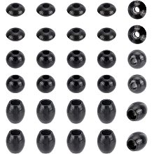 UNICRAFTALE 30pcs 6/7mm Rondelle & Barrel & Round Beads Stainless Steel Spacer Beads Black Small Hole Beads for Jewelry Making, 2-3mm Hole