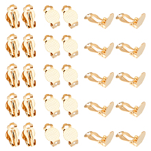 UNICRAFTALE 30pcs Golden Clip-on Earring Findings with Flat Round Tray 304 Stainless Steel Clip-on Earring Components Non-Pierced Earrings for DIY Jewelry Making